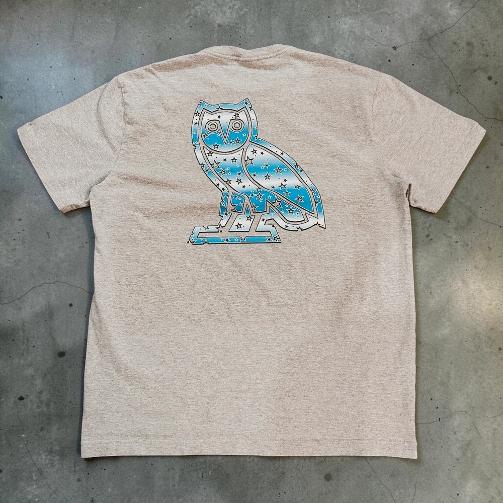 OVO October's Very Own Star Owl Graphic T-Shirt Heather Gray Blue Size Small